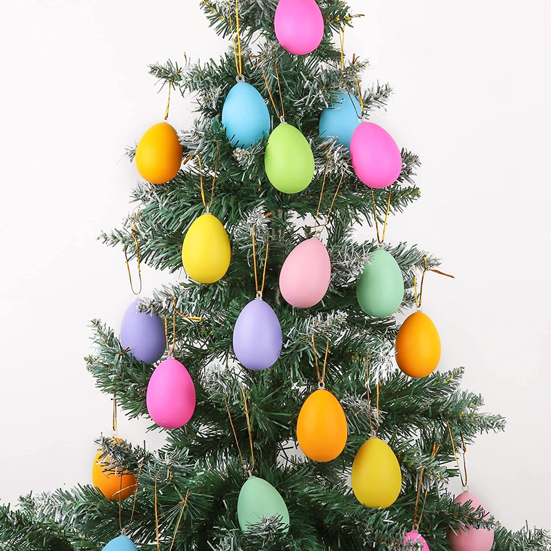 Ivenf Easter Tree Decorations, 24 Pcs Easter Egg Ornaments, Easter Tree Ornaments Plastic Eggs Decor for Tree, Kids School Home Office Party Supplies Gifts, Spring Decorations for Home Home & Garden > Decor > Seasonal & Holiday Decorations Ivenf   