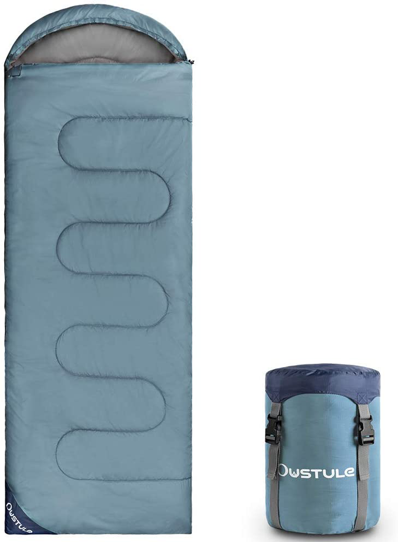OUSTULE Camping Sleeping Bag -3 Season Warm & Cool Weather, Lightweight, Waterproof Indoor & Outdoor Use for Adults & Kids for Backpacking, Hiking, Traveling, Camping with Compression Sack Sporting Goods > Outdoor Recreation > Camping & Hiking > Sleeping Bags OUSTULE Gray Blue-Pongee  