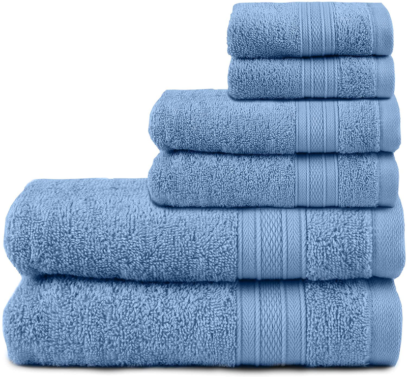 TRIDENT Soft and Plush, 100% Cotton, Highly Absorbent, Bathroom Towels, Super Soft, 6 Piece Towel Set (2 Bath Towels, 2 Hand Towels, 2 Washcloths), 500 GSM, Teal Home & Garden > Linens & Bedding > Towels TRIDENT Allure  