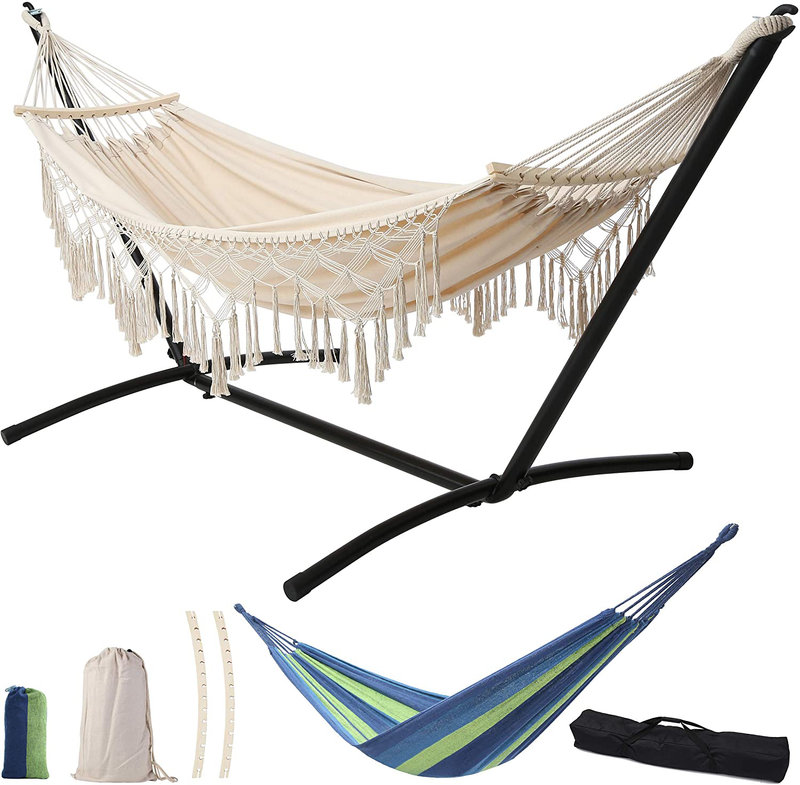 Leize Double Hammock with Stand Portable Hammock Stand Heavy Duty Steel Outdoor Patio Yard Beach Double Hammock Or Indoor with Carrying Case Home & Garden > Lawn & Garden > Outdoor Living > Hammocks Leize 25.0 Pounds  