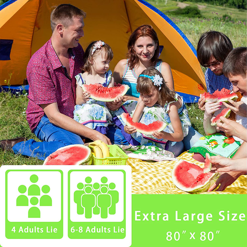 JXJH 80"× 80" Extra Large Outdoor Picnic Blanket,Waterproof and Sand-Proof,Machine Washable Portable Picnic Blanket for Camping,Grass,Beach(Yellow and White). Home & Garden > Lawn & Garden > Outdoor Living > Outdoor Blankets > Picnic Blankets JXJH   