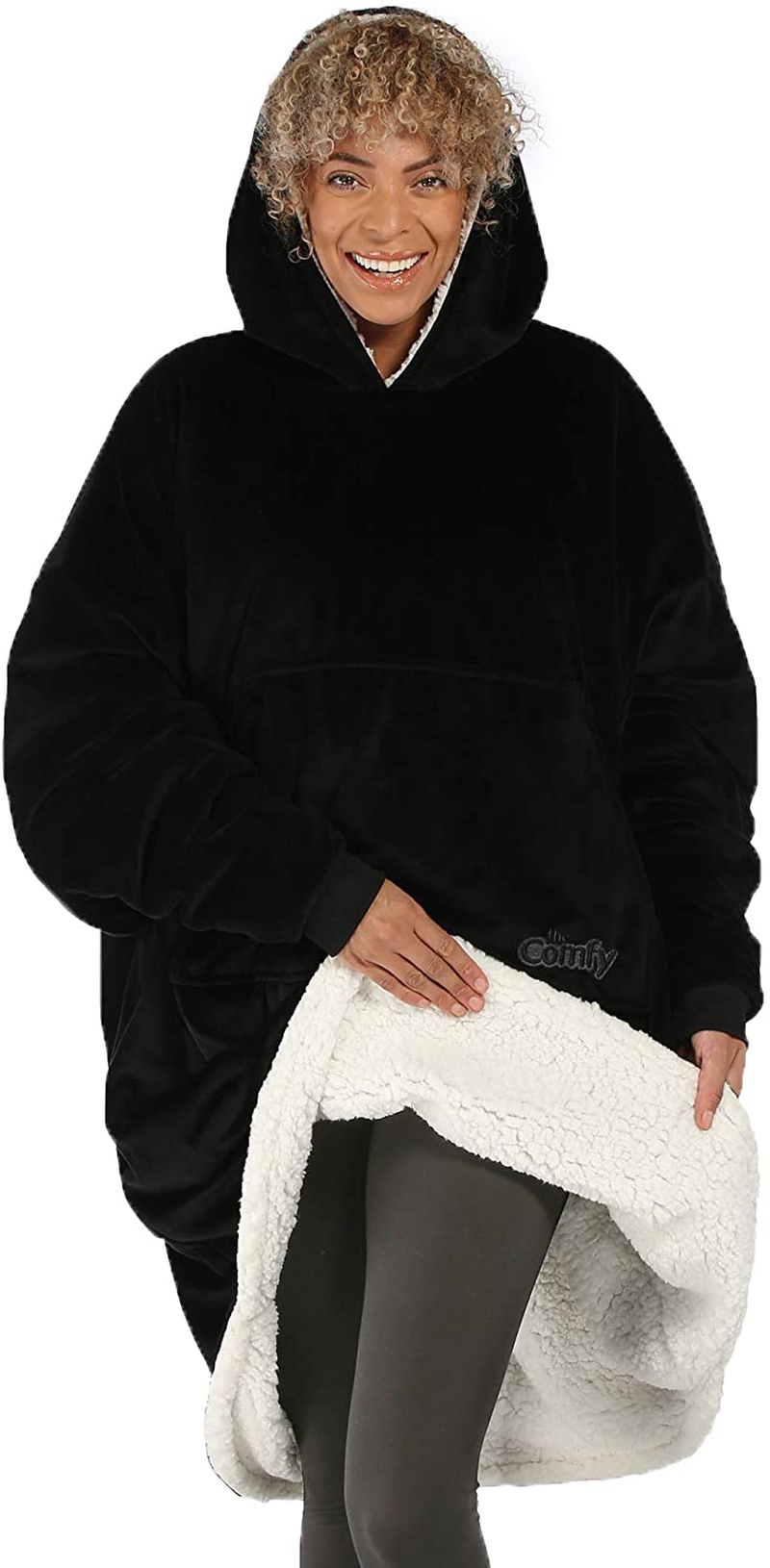 THE COMFY Original | Oversized Microfiber & Sherpa Wearable Blanket, Seen on Shark Tank, One Size Fits All Burgundy Home & Garden > Decor > Seasonal & Holiday Decorations The Comfy Black Original 
