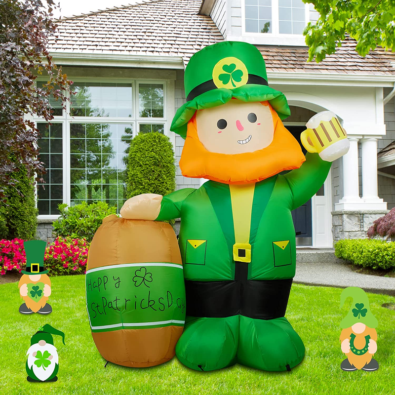 HOOJO 7 FT Height St Patricks Day Inflatables Decorations, Outdoor Decor St Patricks Day Decorations for the Home, Leprechaun Happy St Patricks Day Build-In LED for Holiday Lawn, Yard Decor, Garden Arts & Entertainment > Party & Celebration > Party Supplies HOOJO   