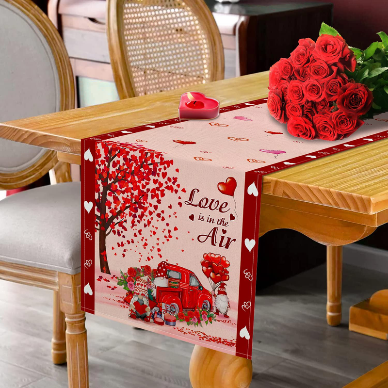 Siilues Valentines Day Table Runner, Valentines Table Runner Happy Valentine’S Day Red Truck Gnome Valentines Day Decor for Indoor Outdoor Valentines Day Party Dining Table Decor (13" X 72") Home & Garden > Decor > Seasonal & Holiday Decorations Siilues   
