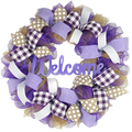 Front Door Welcome Wreaths - Mothers Day Gift - Burlap Everyday Year Round Outdoor Decor - Black Jute White - M5 Home & Garden > Decor > Seasonal & Holiday Decorations Pink Door Wreaths Purple/Jute/White Welcome 