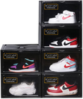 Shoe Storage Boxes Organizers 6 Pack Sneaker Display Shoe Containers Clear Plastic Stackable with Lids Magnetic Side Opening Door 15 Inches Long Large Size for Collection Display (6 Pack, Black) Furniture > Cabinets & Storage > Armoires & Wardrobes Momotata Black 6 Pack 