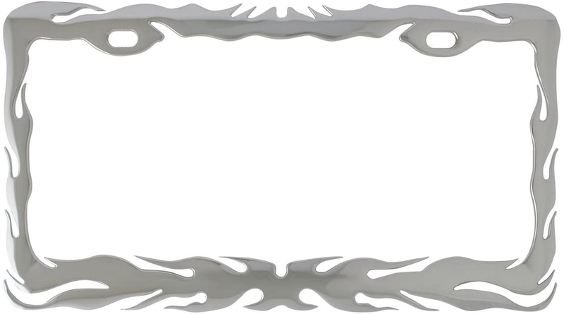 GG Grand General 60393 Chrome Flame Motorcycle License Plate Frame, 7-1/2"x4-1/16"  ‎Grand General 12"x 6-3/8"  