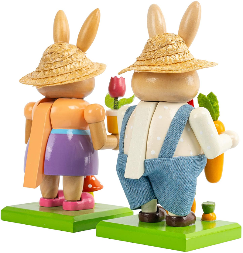 FUNPENY 7" Easter Decorations for Bookcase Fireplace Table, Spring Summer Bunny Easter Eggs Signs Decor,Wooden Rabbit Nutcrackers Figures Bunny Signs Figurines Decor for Home,Bedroom,Inside,Indoor Home & Garden > Decor > Seasonal & Holiday Decorations FUNPENY   