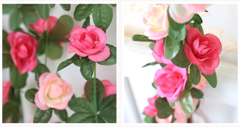 Meiliy 2 Pack 8.2 FT Fake Rose Vine Flowers Plants Artificial Flower Home Hotel Office Wedding Party Garden Craft Art Decor Pink Ml-021Pi… Home & Garden > Decor > Seasonal & Holiday Decorations Meiliy   