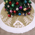 Garneck 48inch Christmas Tree Skirt,Faux Fur Xmas Tree Mat,Thick Luxury Tree Skirt Base,Tree Holiday Decorations for Christmas Party Home Decorations