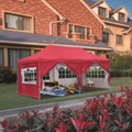 HYD-Parts Outdoor Patio 10x20 Ft Pop up Shade Canopy Party Wedding Gazebo Tent (10x20 Feet Four sidewalls, Red) Home & Garden > Lawn & Garden > Outdoor Living > Outdoor Structures > Canopies & Gazebos HYD-Parts Red（6 sidewalls）  