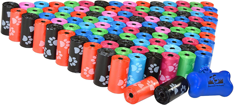 Downtown Pet Supply Dog Pet Waste Poop Bags with Leash Clip and Bag Dispenser - 180, 220, 500, 700, 880, 960, 2200 Bags Animals & Pet Supplies > Pet Supplies > Dog Supplies Downtown Pet Supply Rainbow with Paw Prints 2200 Bags 