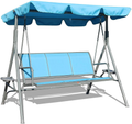 GOLDSUN 3 Person Patio Swing Seat with Adjustable Canopy, All Weather Resistant Hammock Swinging Chair Bench for Patio, Garden, Poolside, Balcony (Taupe) Home & Garden > Lawn & Garden > Outdoor Living > Porch Swings GOLDSUN Blue  