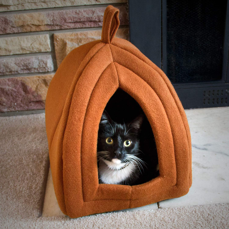 PETMAKER Igloo Pet Bed Collection - Soft Indoor Enclosed Covered Tent/House for Cats, Kittens, and Small Pets with Removable Cushion Pad Animals & Pet Supplies > Pet Supplies > Cat Supplies > Cat Beds PETMAKER Brown  