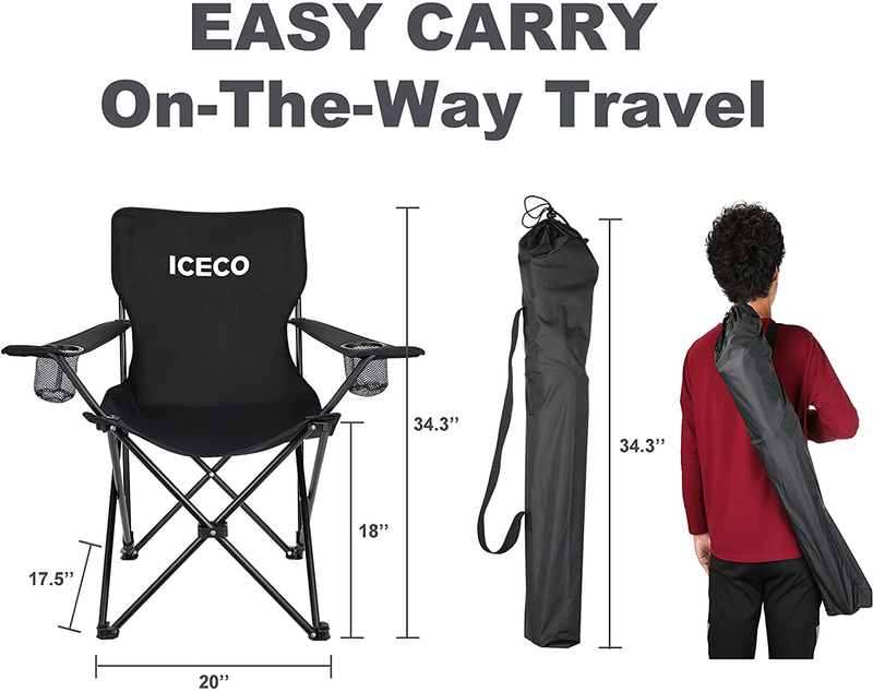 ICECO Camping Chairs for Adult, Ultralight Folding Chairs for Outside, Portable Chairs Compact with Double Cup Holders Carrying Bag for Fishing Hiking BBQ Picnic Festival Sporting Goods > Outdoor Recreation > Camping & Hiking > Camp Furniture ICECO   
