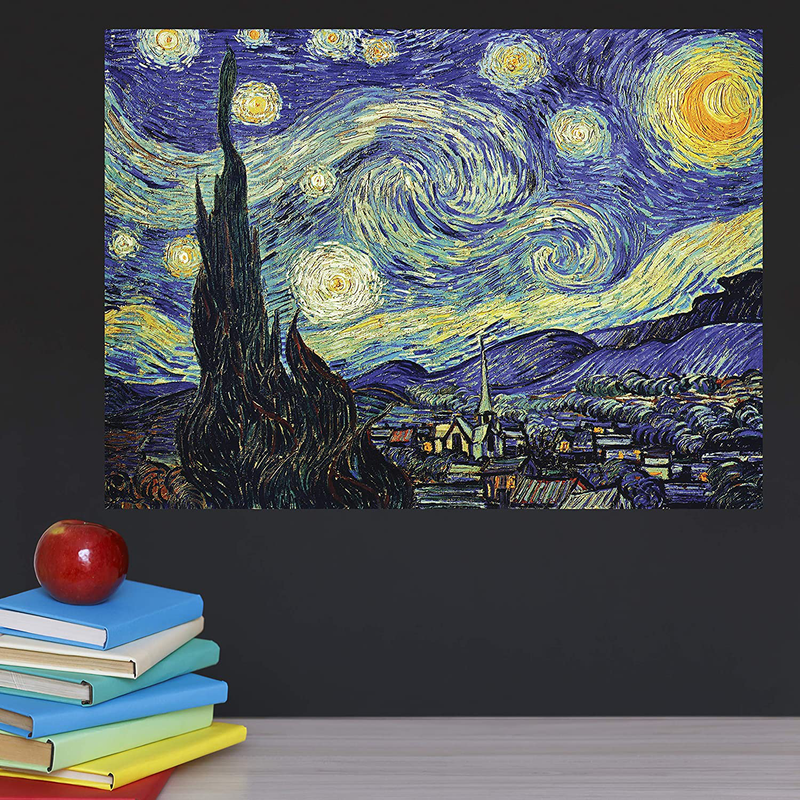 Palacelearning the Starry Night 1889 by Vincent Van Gogh - Fine Art Poster - Wall Art Print (Laminated, 18" X 24")