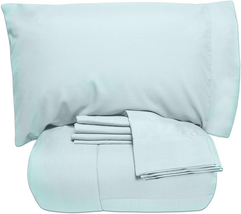 Sweet Home Collection 5 Piece Comforter Set Bag Solid Color All Season Soft Down Alternative Blanket & Luxurious Microfiber Bed Sheets, Twin, Red Home & Garden > Linens & Bedding > Bedding Sweet Home Collection Aqua Full 