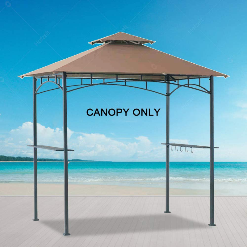 Hofzelt 5x8 Grill Gazebo Replacement Canopy BBQ Tent Double Tiered Roof Top Cover fit for Model L-GG001PST-F (Khaki) Home & Garden > Lawn & Garden > Outdoor Living > Outdoor Structures > Canopies & Gazebos Hofzelt   