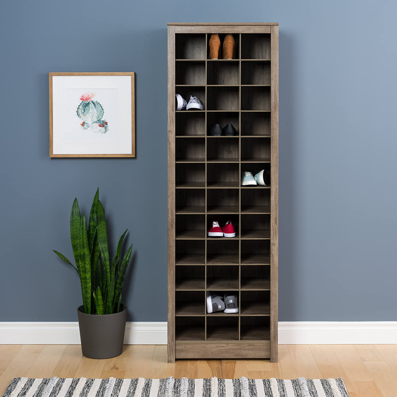 Prepac Shoe Storage Cabinet, 36 Pair Rack, Drifted Gray Furniture > Cabinets & Storage > Armoires & Wardrobes Prepac Manufacturing Ltd. Drifted Gray 36 Pair Rack 