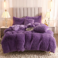 Uhamho Faux Fur Velvet Fluffy Bedding Duvet Cover Set Down Comforter Quilt Cover with Pillow Shams, Ultra Soft Warm and Durable (Queen, Purple) Home & Garden > Linens & Bedding > Bedding Uhamho Purple King 