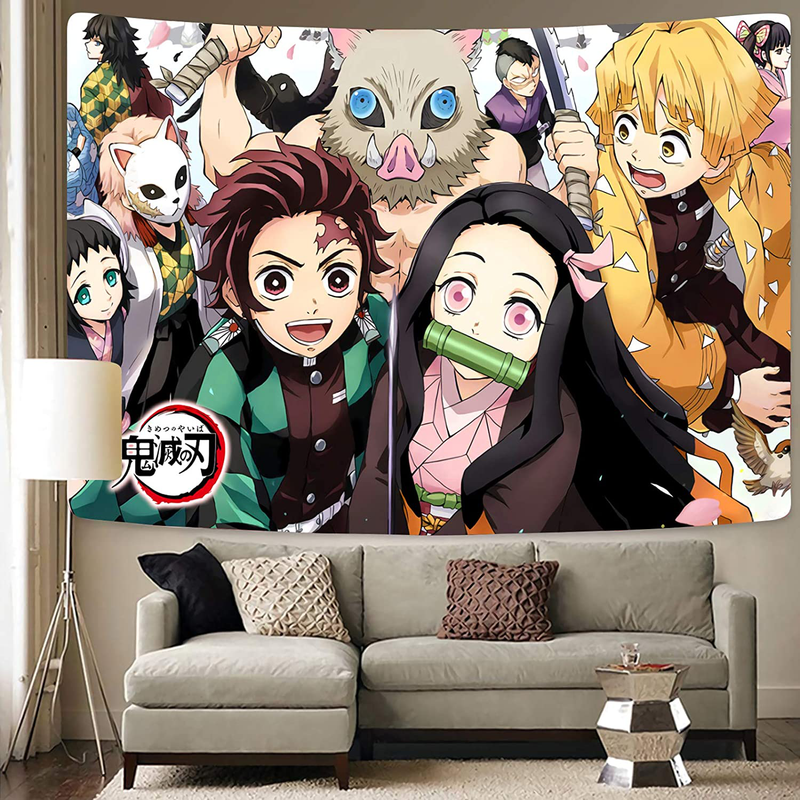 Demon Slayer Tapestry-Demon Slayer Poster-Anime Tapestry-Anime Birthday Decoration, Which Can Be Hung In The Living Room And Bedroom 60x80 Inches Home & Garden > Decor > Artwork > Decorative TapestriesHome & Garden > Decor > Artwork > Decorative Tapestries Timimo Demon Slayer Poster 60x80in 
