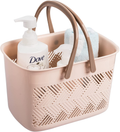 Portable Shower Caddy Tote, Plastic Storage Caddy Basket with Handle for College, Dorm, Bathroom, Garden, Cleaning Supplies, White