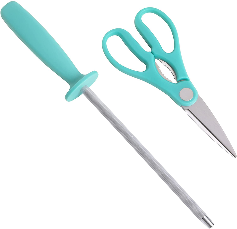 Oster Evansville 14 Piece Cutlery Set, Stainless Steel with Turquoise Handles - Home & Garden > Kitchen & Dining > Kitchen Tools & Utensils > Kitchen Knives Oster   