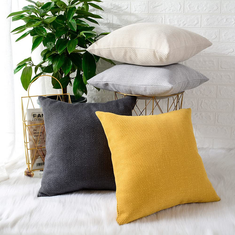 MERNETTE Pack of 2, Decorative Square Throw Pillow Cover Cushion Covers Pillowcase, Home Decor Decorations for Sofa Couch Bed Chair 20X20 Inch/50X50 Cm (Cream) Home & Garden > Decor > Chair & Sofa Cushions MERNETTE   