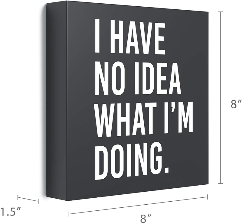 Modern Market I Have No Idea What I’m Doing Box Sign Modern Funny Quote Home Decor Wooden Sign with Sayings 8” x 8”