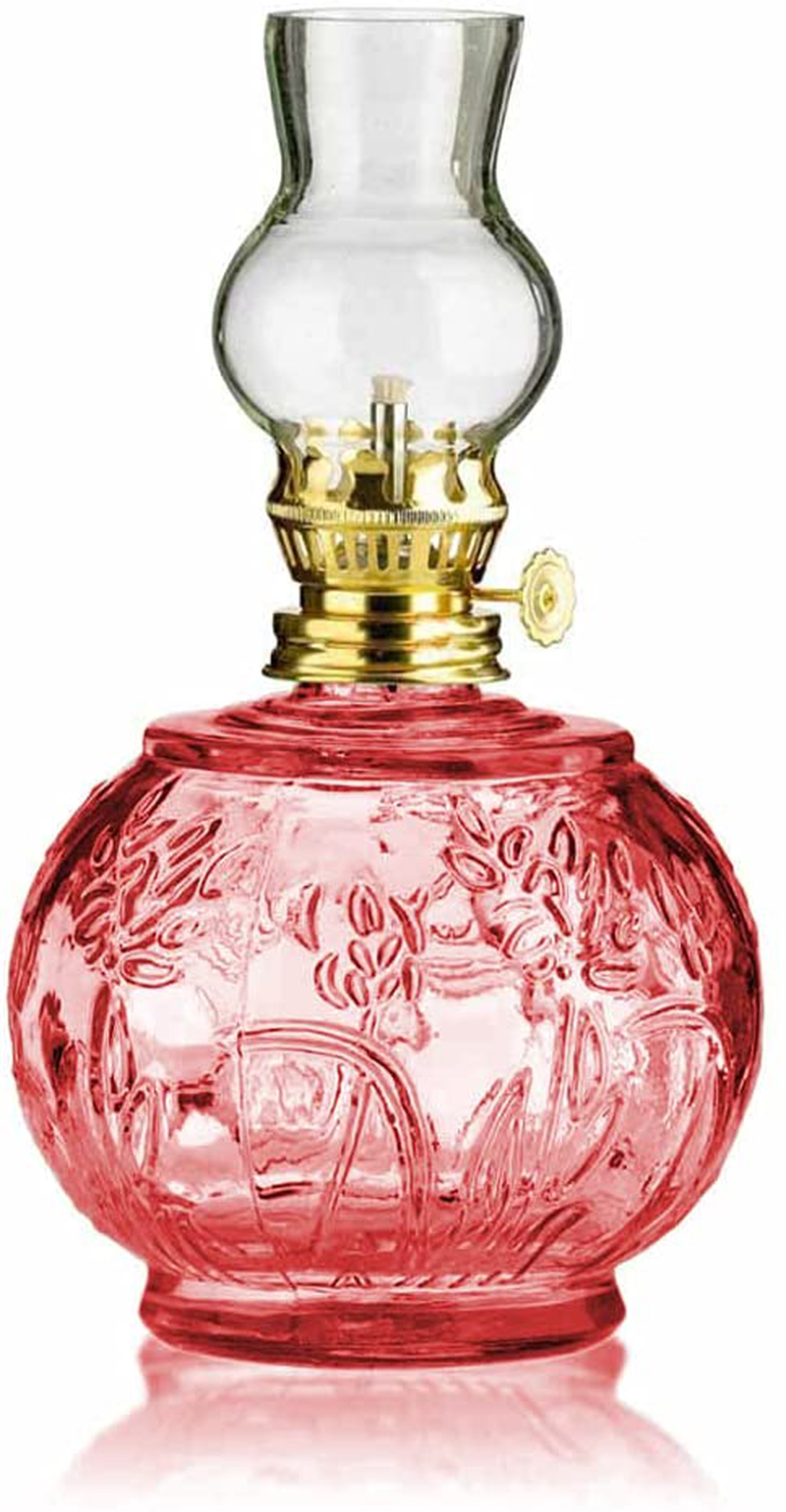 The Dreidel Company Decorative Lamplight Chamber Glass Oil Lamp, for Indoor Use Decor Lighting with Kerosene or Paraffin Oils Lantern, 17oz (Amber)