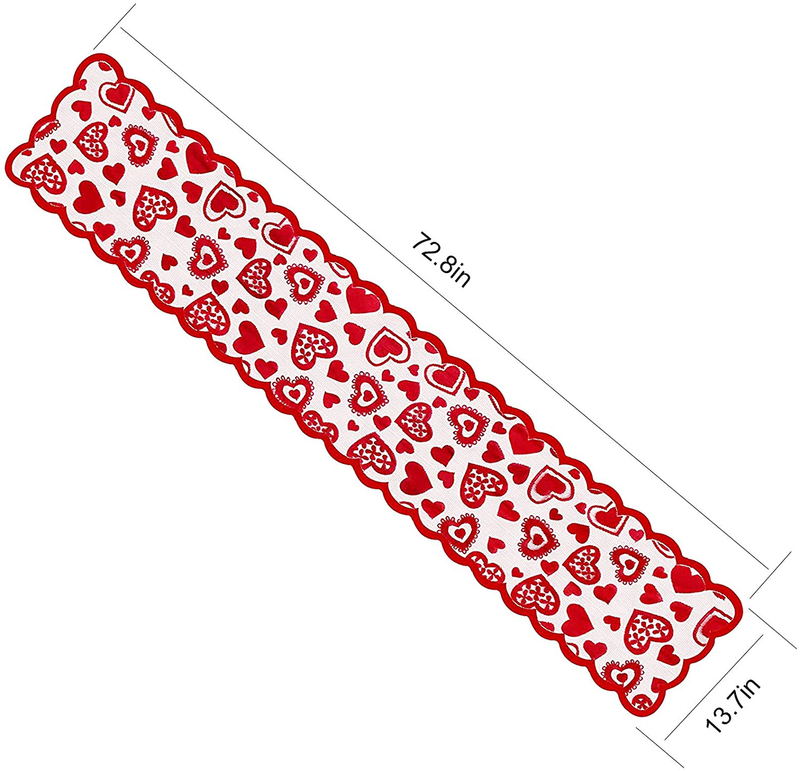 Jemesx Valentines Day Table Runner Valentine Lace Tablecloth,Valentines Home Decorations Table Runner Red Heart 13 X 72 Inch for Valentines Decorations Wedding Party Home & Garden > Decor > Seasonal & Holiday Decorations Jemesx   