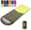 Flantree Sleeping Bag 4 Seasons Adults & Kids for Camping Hiking Trips Warm Cool Weather,Lightweight and Waterproof with Compression Bag,Indoors Outdoors Activities  Flantree Bottle Green-Olive Green  