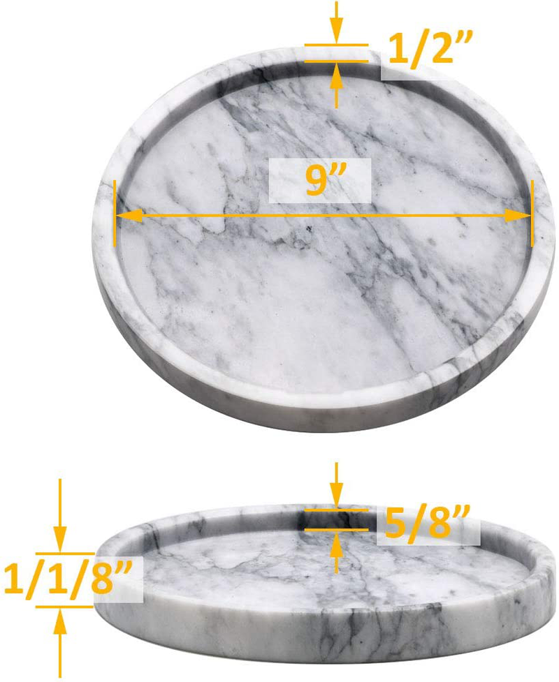 Circular Marble Stone Decorative Tray for Counter, Vanity, Dresser, Nightstand or Desk, Diameter 9-5/8 Inches Home & Garden > Decor > Decorative Trays LUANT   