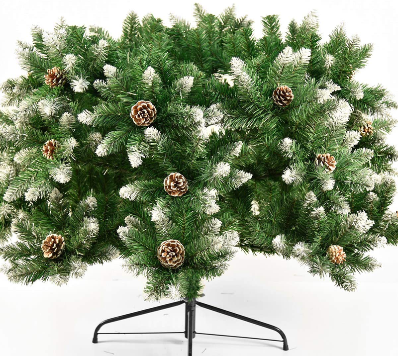 Timechee 6FT Artificial Christmas Tree,Snow Flocked Tree with Pine Cones and Metal Stand, Holiday Xmas Tree for Festival Indoor Outdoor Décor (800 Branch Tips) Home & Garden > Decor > Seasonal & Holiday Decorations > Christmas Tree Stands Timechee   