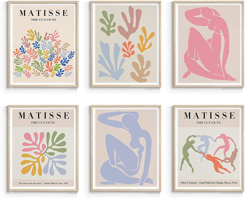 Insimsea Matisse Wall Art Exhibition Poster & Prints, Henri Matisse Posters for Room Aesthetic, Abstract Art Prints UNFRAMED, 8X10In, Set of 6 Home & Garden > Decor > Artwork > Posters, Prints, & Visual Artwork InSimSea 8x10  