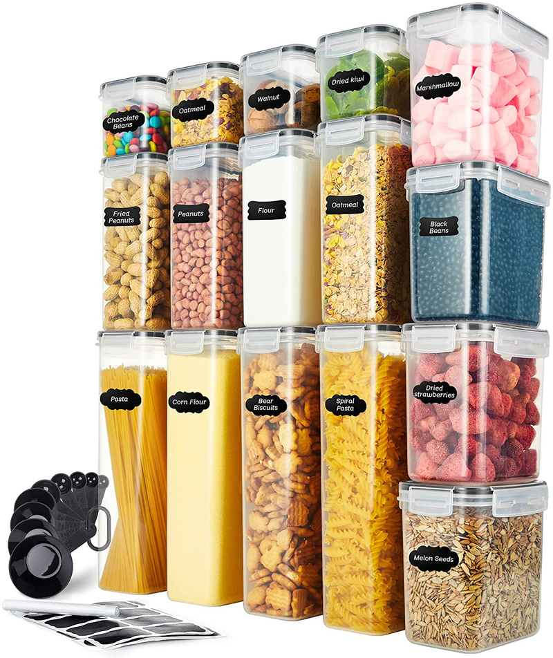 Syntus Food Storage Container Set, 16 Pcs Airtight Plastic Food Canisters with Lids for Kitchen & Pantry Organization (28L), Labels & Spoon Included Home & Garden > Kitchen & Dining > Food Storage Syntus   