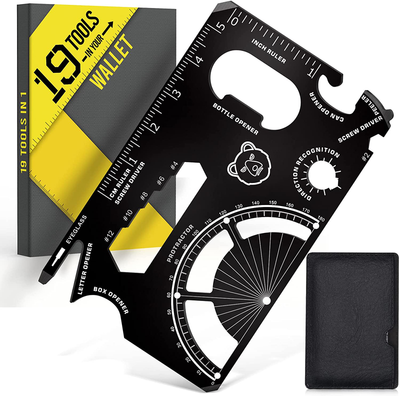 Christmas Stocking Stuffers Gifts for Men - 19 Tool in 1 Wallet Credit Card Multitool Women Gifts, EDC Multitool Gadget Pocket Card Tool Fathers Day Birthday Gift Idea for Husbands Boyfriends Dad Sporting Goods > Outdoor Recreation > Camping & Hiking > Camping Tools PARIGO Dark black  