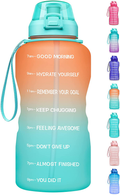 Fidus Large 1 Gallon/128oz Motivational Water Bottle with Time Marker & Straw,Leakproof Tritan BPA Free Water Jug,Ensure You Drink Enough Water Daily for Fitness,Gym and Outdoor Sports Sporting Goods > Outdoor Recreation > Winter Sports & Activities Fidus A8-Orange/Green Gradient 1 Gallon 