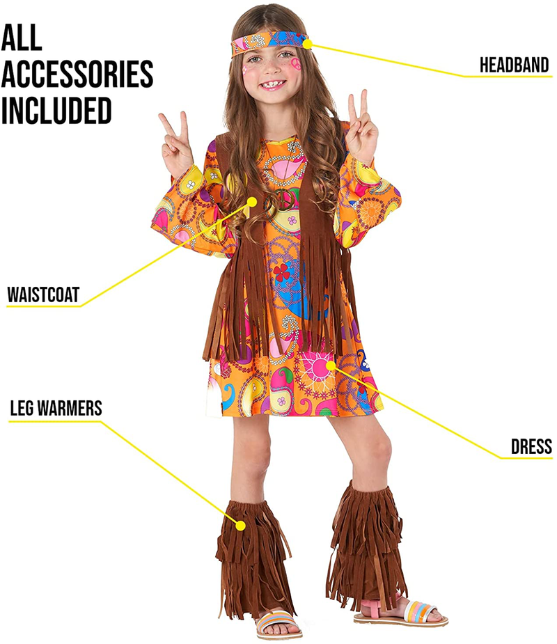 Morph Costumes Kids Hippie Dress 60s 70s Costume For Girls Halloween Costume Available In Sizes S M L XL Apparel & Accessories > Costumes & Accessories > Costumes Morph   