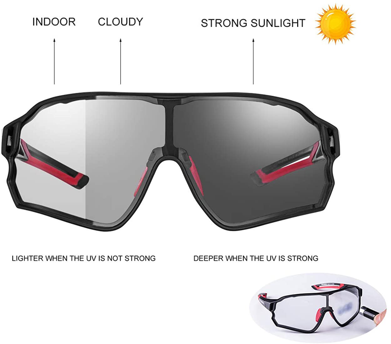 ROCKBROS Photochromic Sunglasses for Men Cycling Sunglasses Sports Bike Glasses Sporting Goods > Outdoor Recreation > Cycling > Cycling Apparel & Accessories ROCKBROS   