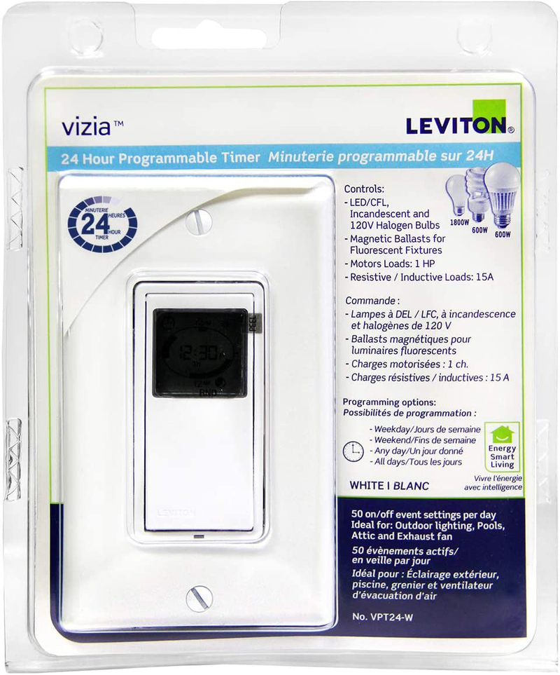 Leviton VPT24-1PZ Vizia 24-Hour Programmable Indoor Timer with Astronomical Clock Home & Garden > Lighting Accessories > Lighting Timers Leviton   