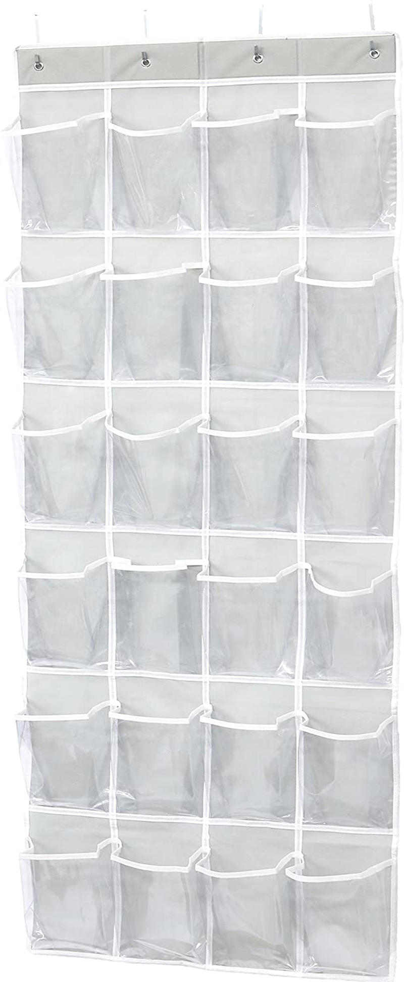 Simple Houseware 24 Pockets Large Clear Pockets over the Door Hanging Shoe Organizer, Gray (56" X 22.5") Furniture > Cabinets & Storage > Armoires & Wardrobes Simple Houseware   
