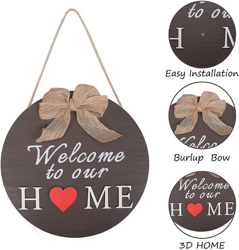 Interchangeable Seasonal Welcome Sign Front Door Decoration, Rustic round Wood Wreaths Wall Hanging Outdoor, Farmhouse, Porch, Valentine'S Day Front Door Decor. Home & Garden > Decor > Seasonal & Holiday Decorations WACAR   
