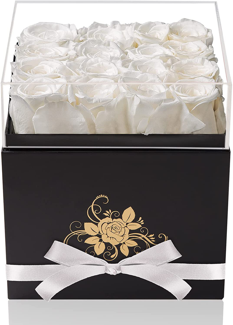 Perfectione Roses Luxury Preserved Roses in a Box, Red Real Roses Valentines Day Gifts for Her, Birthday Gifts for Women, for Wife Home & Garden > Decor > Seasonal & Holiday Decorations Perfectione Roses White  