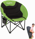 Kingcamp Oversized Saucer round Camping Chair Portable Padded Outdoor Folding Chair for Adult with Cup Holder Back Pocket Carry Bag, Support up to 300Lbs Sporting Goods > Outdoor Recreation > Camping & Hiking > Camp Furniture KingCamp Green  