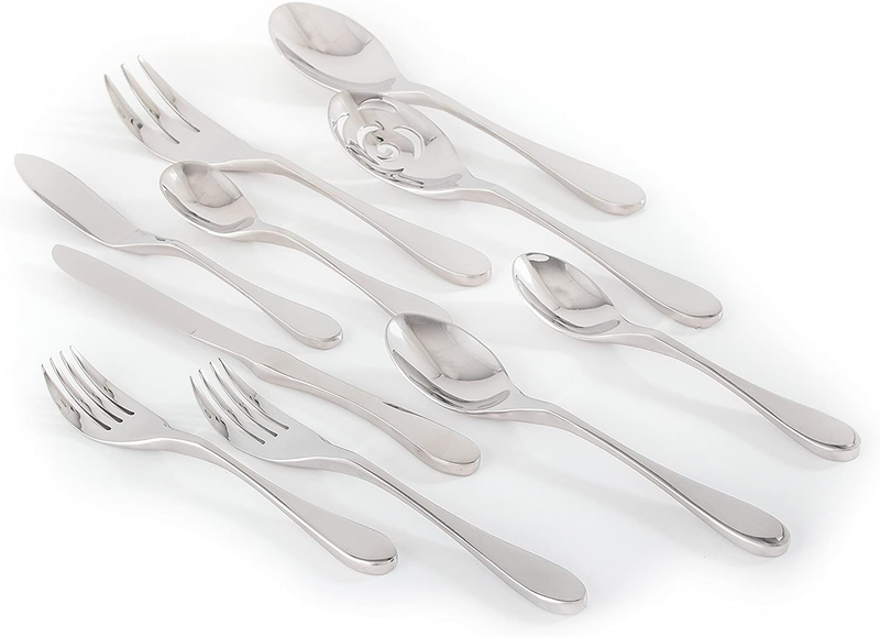Knork Original Cutlery Utensils 45-Piece Flatware Set, (Service for 8), Silver Matte