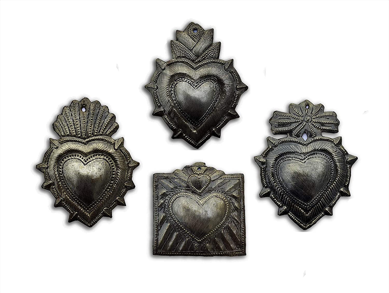 Mini Hearts, Set of 4, Hope, Love, and Friendship, Unique Gifts, Handmade, Ornaments, Spiritual (Charming Hearts) Home & Garden > Decor > Artwork > Sculptures & Statues It's Cactus Bronze  