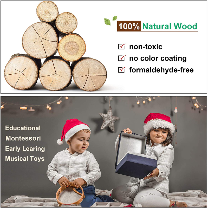 LOOIKOOS Toddler Musical Instruments Natural Wooden Percussion Instruments Toy for Kids Preschool Educational, Musical Toys Set for Boys and Girls with Storage Bag  LOOIKOOS   