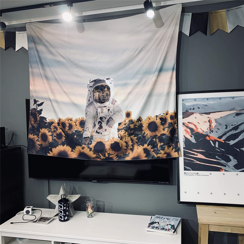 Skull Sunflower Spaceman Large Tapestry Wall Hanging for Room Decorative (59x78.74inch(150x200cm), Skull) Home & Garden > Decor > Artwork > Decorative Tapestries HoneyDec Spaceman 51.18x59inch(130x150cm) 