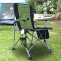 Homcosan Portable Camping Chair Folding Quad Outdoor Large Heavy Duty Support 330 Lbs Thicken 600D Oxford with Padded Armrests, Storage Bag, Beverage Holder, Carry Bag for Outside(Green) Sporting Goods > Outdoor Recreation > Camping & Hiking > Camp Furniture Homcosan Green  